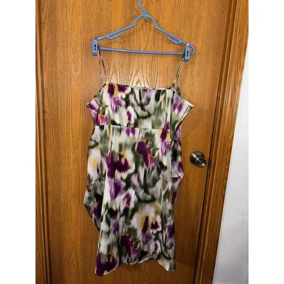 Cider women’s Colorful Ruched Side Asymmetric Hem Floral Midi Dress Size 2XL - Picture 5 of 5